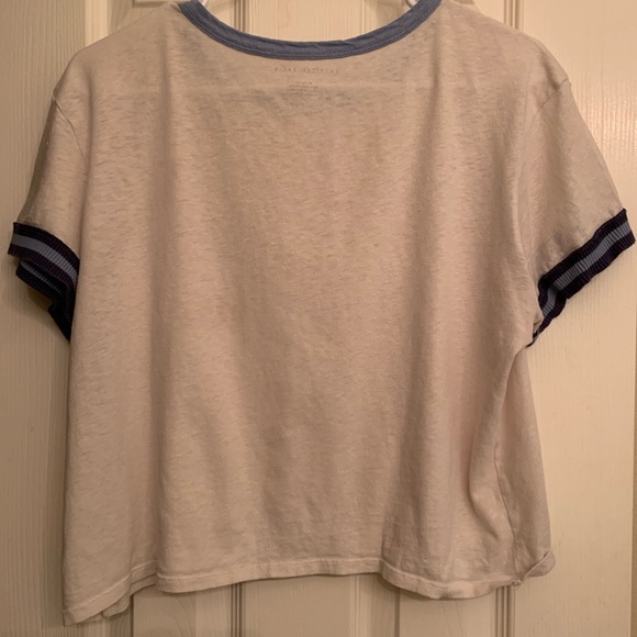 American Eagle White and Blue Ribbed Crop Top - Picture 2 of 5